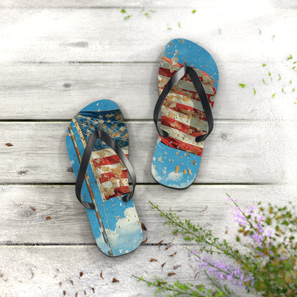 Distressed American Flag Flip-Flops