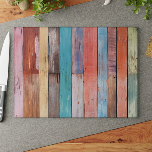 Wooden Print Glass Cutting Board