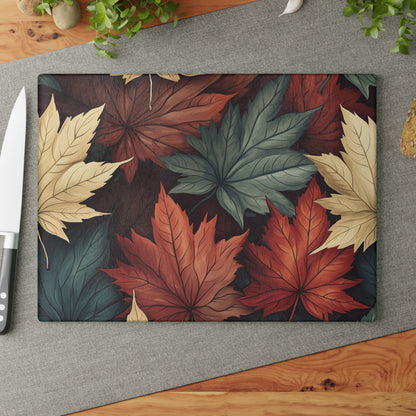 Autumn Floral Glass Cutting Board