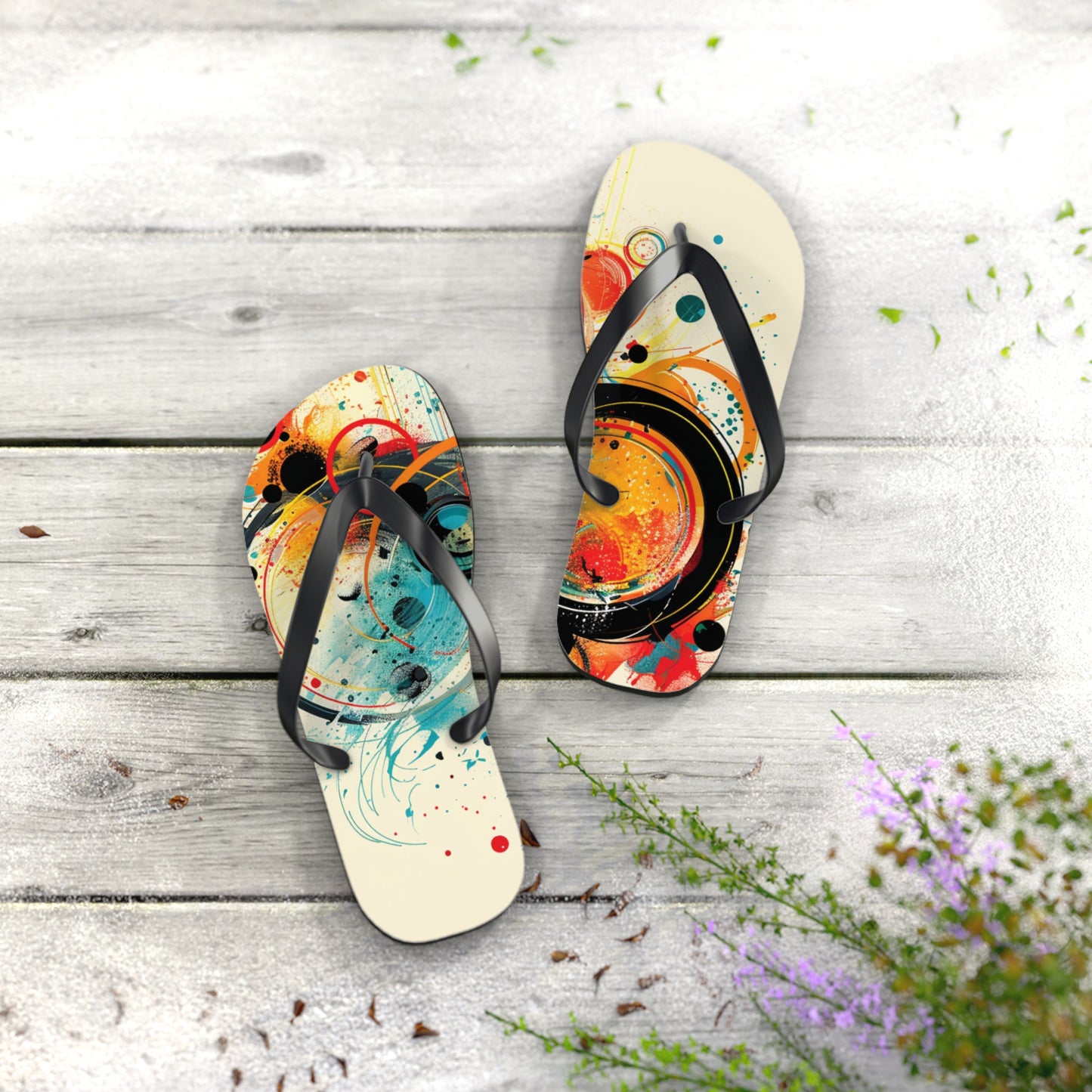 Abstract Decorative Circles  Flip-Flops