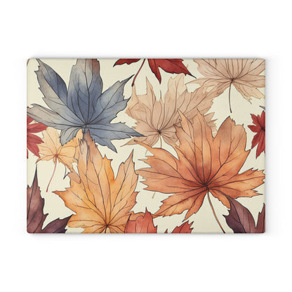 Autumn Floral Glass Cutting Board