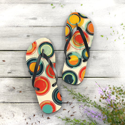 Abstract Decorative Circles Pattern  Flip-Flops