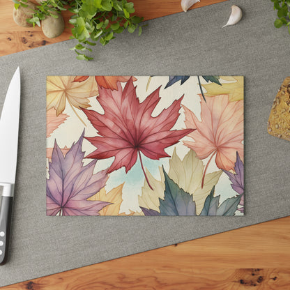 Autumn Floral Glass Cutting Board