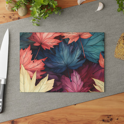 Autumn Floral Glass Cutting Board