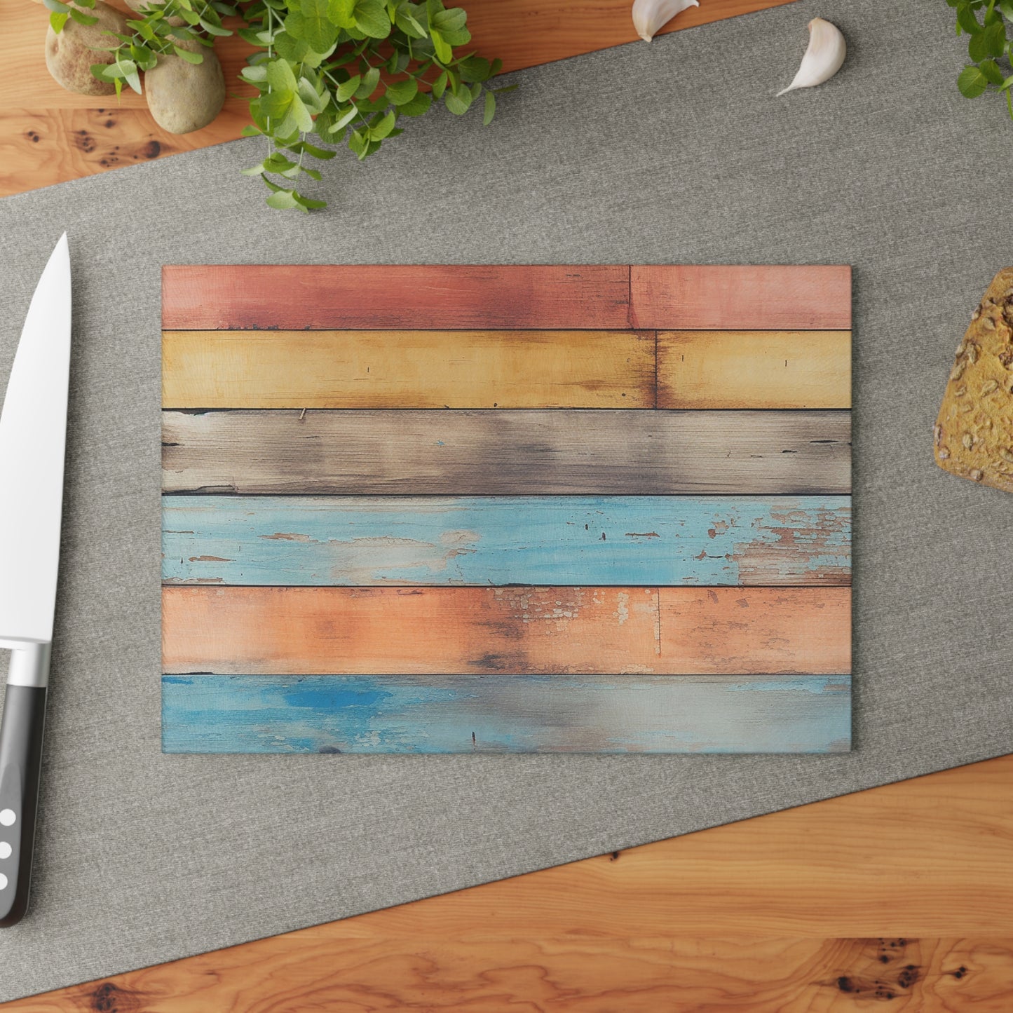 Wooden Print Glass Cutting Board