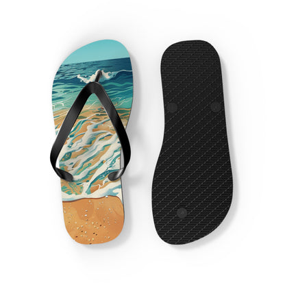 Sand Shore Ocean Waves Flip-Flops