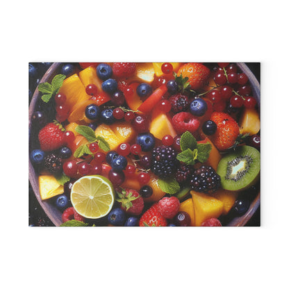 Fruits Print Glass Cutting Board