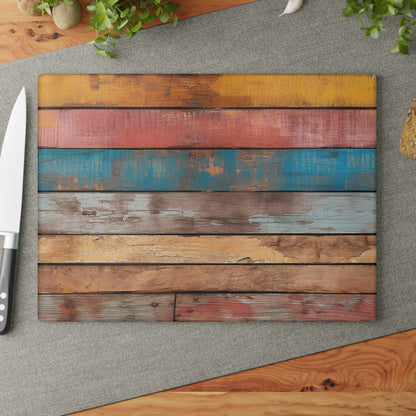 Wooden Print Glass Cutting Board