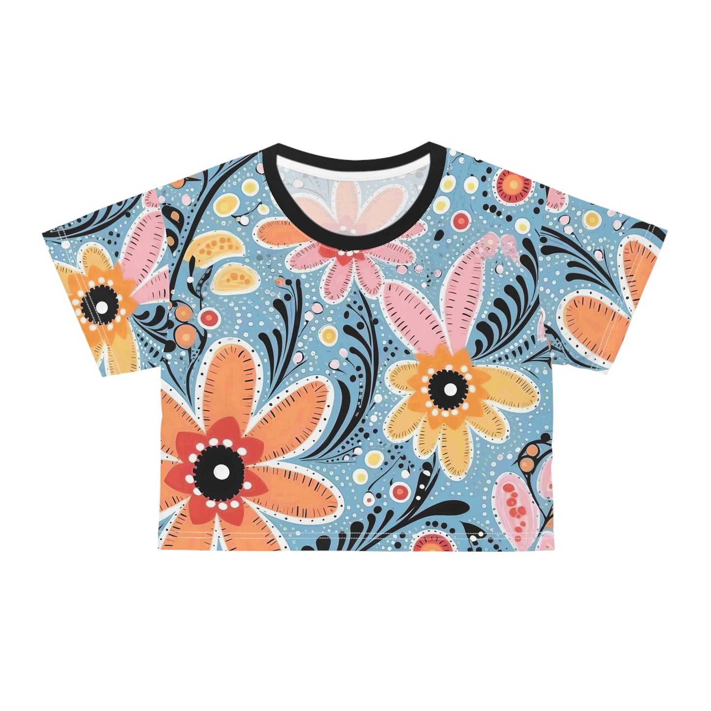 Aboriginal Flower Pattern (AOP) Crop Tee