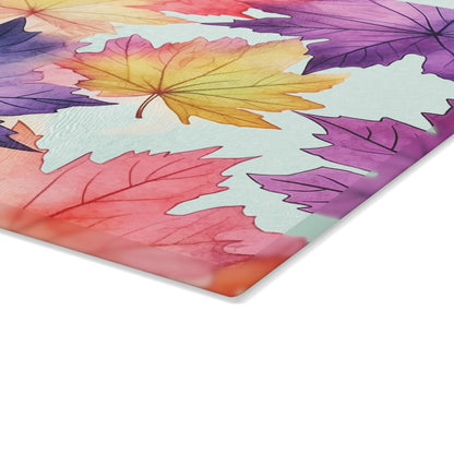 Autumn Floral Glass Cutting Board