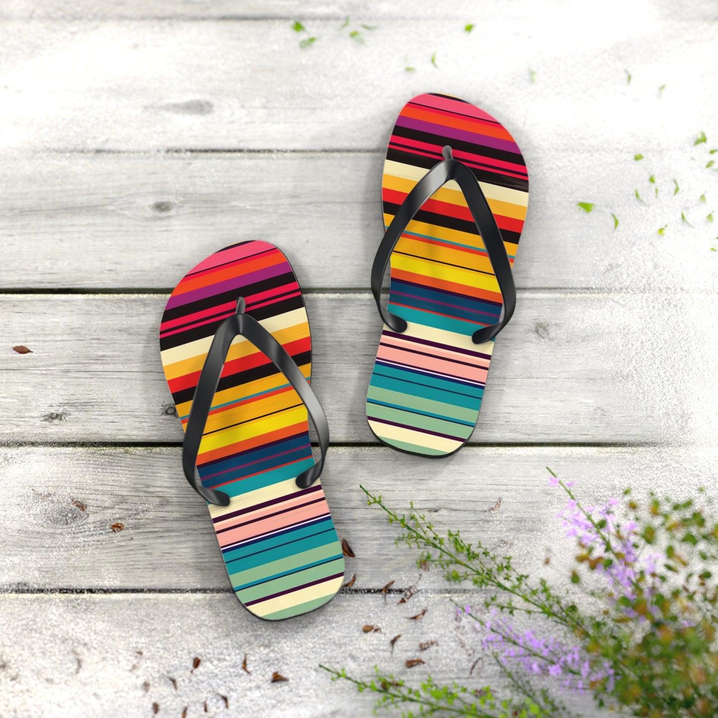 Colorful Stripes Flip-Flops