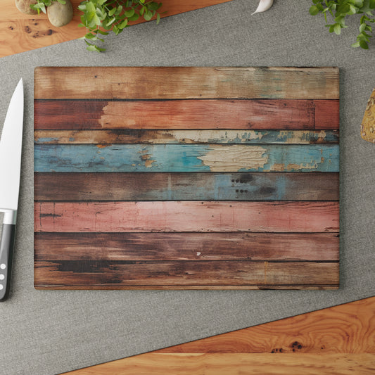 Wooden Print Glass Cutting Board