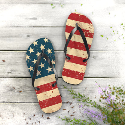 Distressed American Flag Flip-Flops