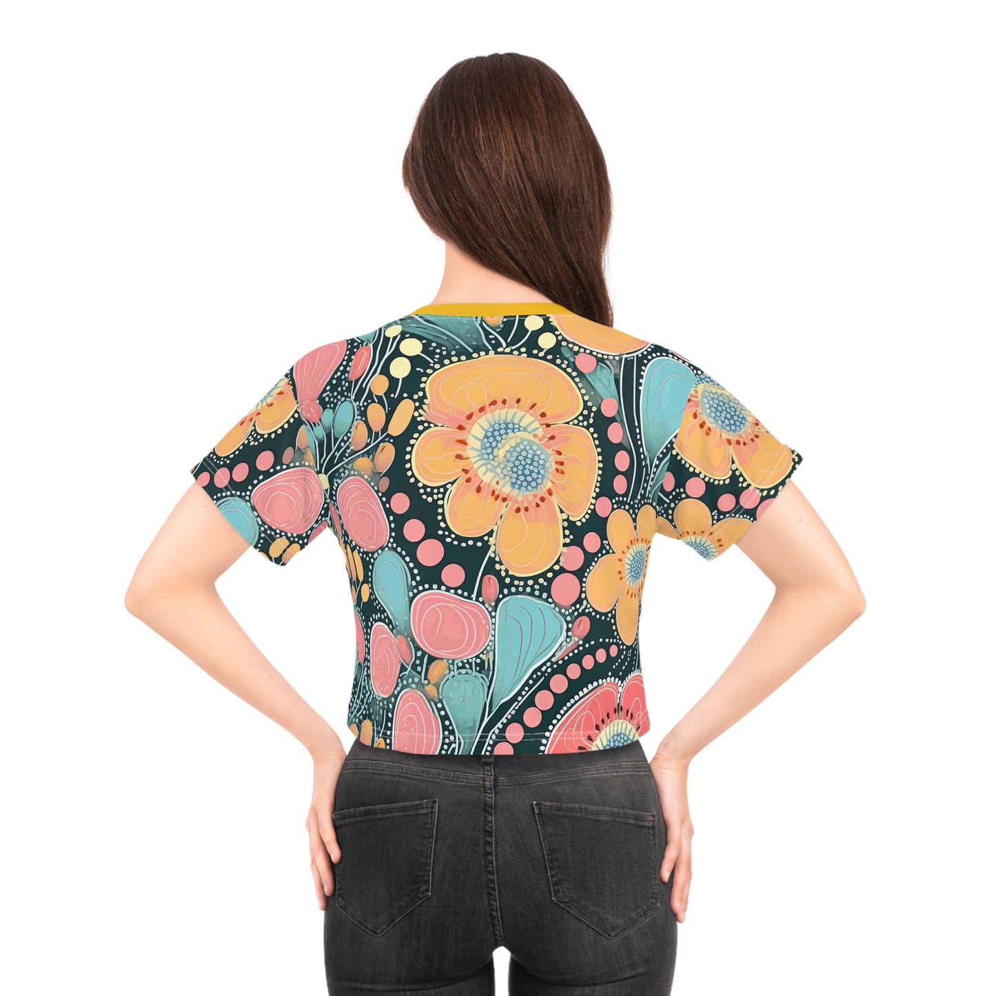 Aboriginal Flower Pattern (AOP) Crop Tee