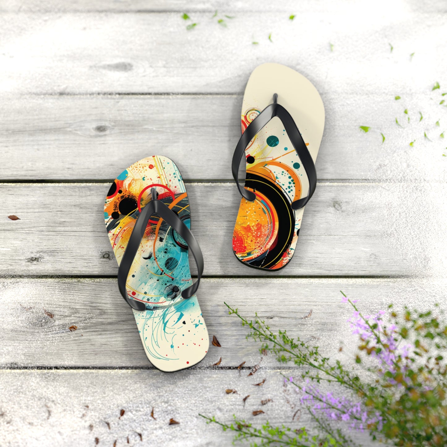 Abstract Decorative Circles  Flip-Flops