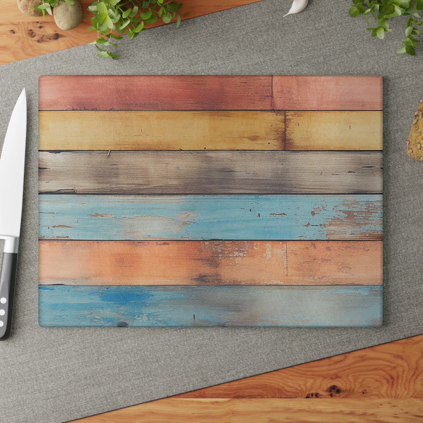 Wooden Print Glass Cutting Board