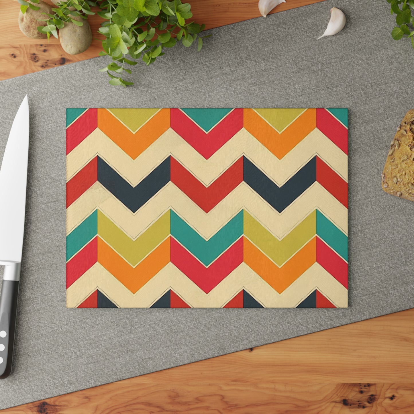 Chevron Print Glass Cutting Board