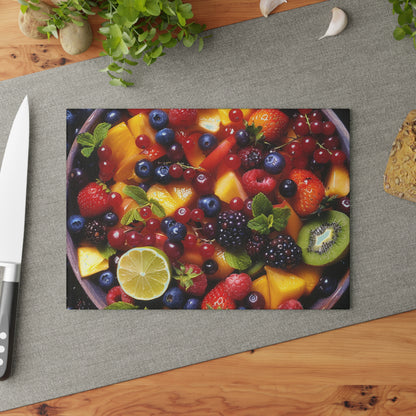 Fruits Print Glass Cutting Board