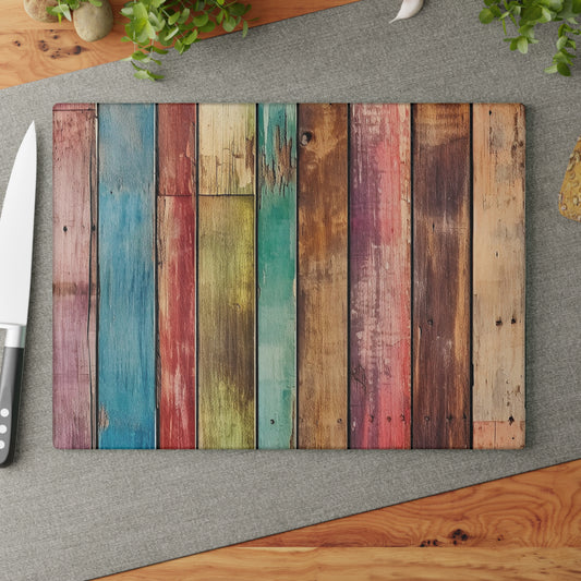 Wooden Print Glass Cutting Board