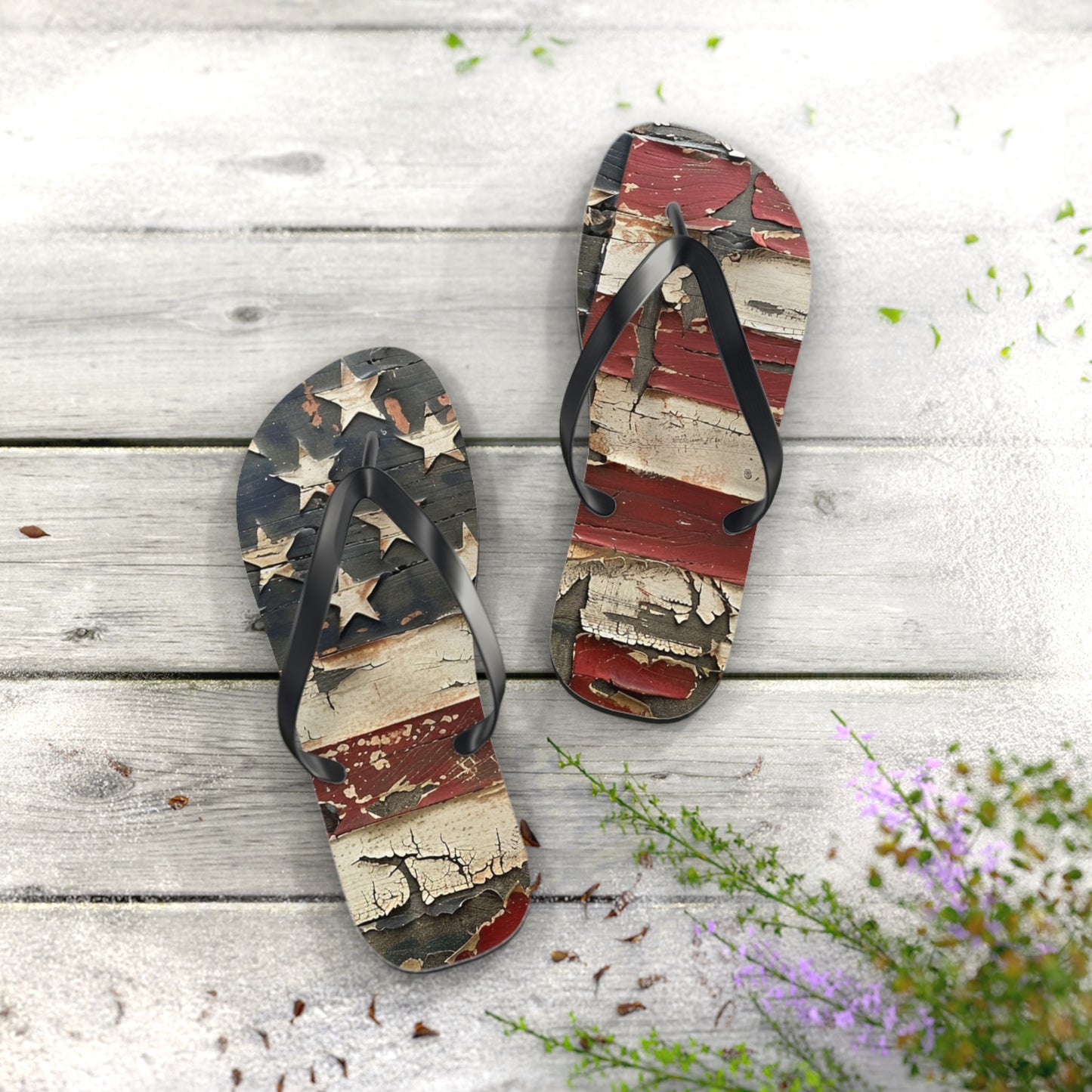 Distressed American Flag Flip-Flops