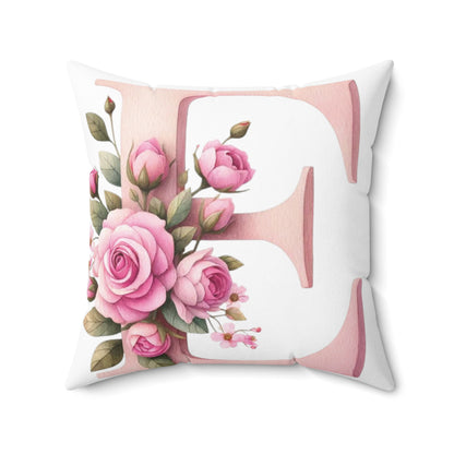 Alphabet Flowers Print Spun Polyester Square Pillow