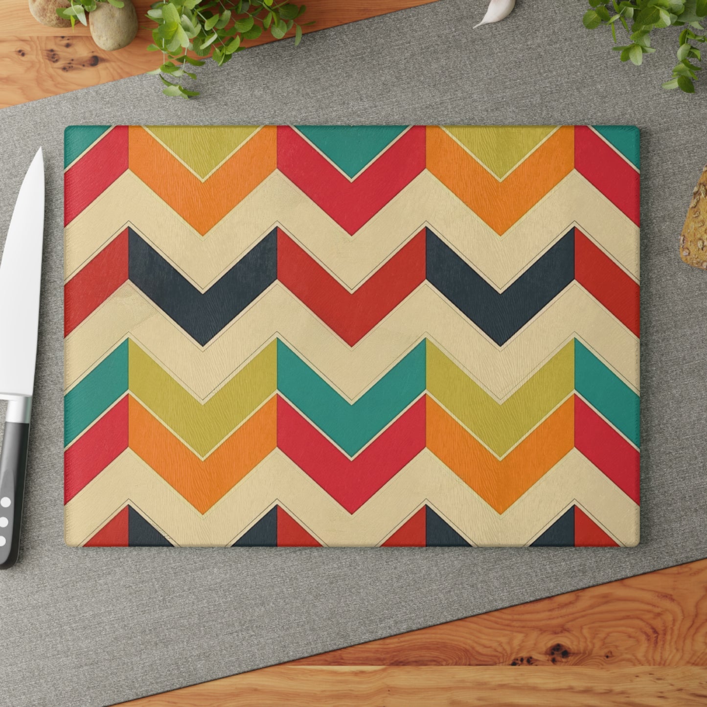 Chevron Print Glass Cutting Board