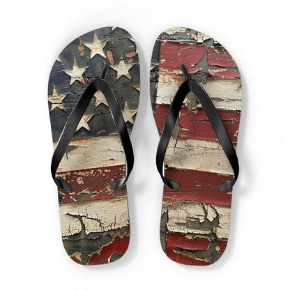 Distressed American Flag Flip-Flops