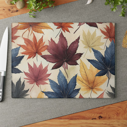 Autumn Floral Glass Cutting Board