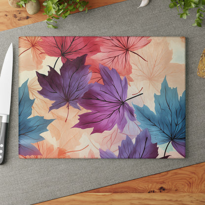 Autumn Floral Glass Cutting Board