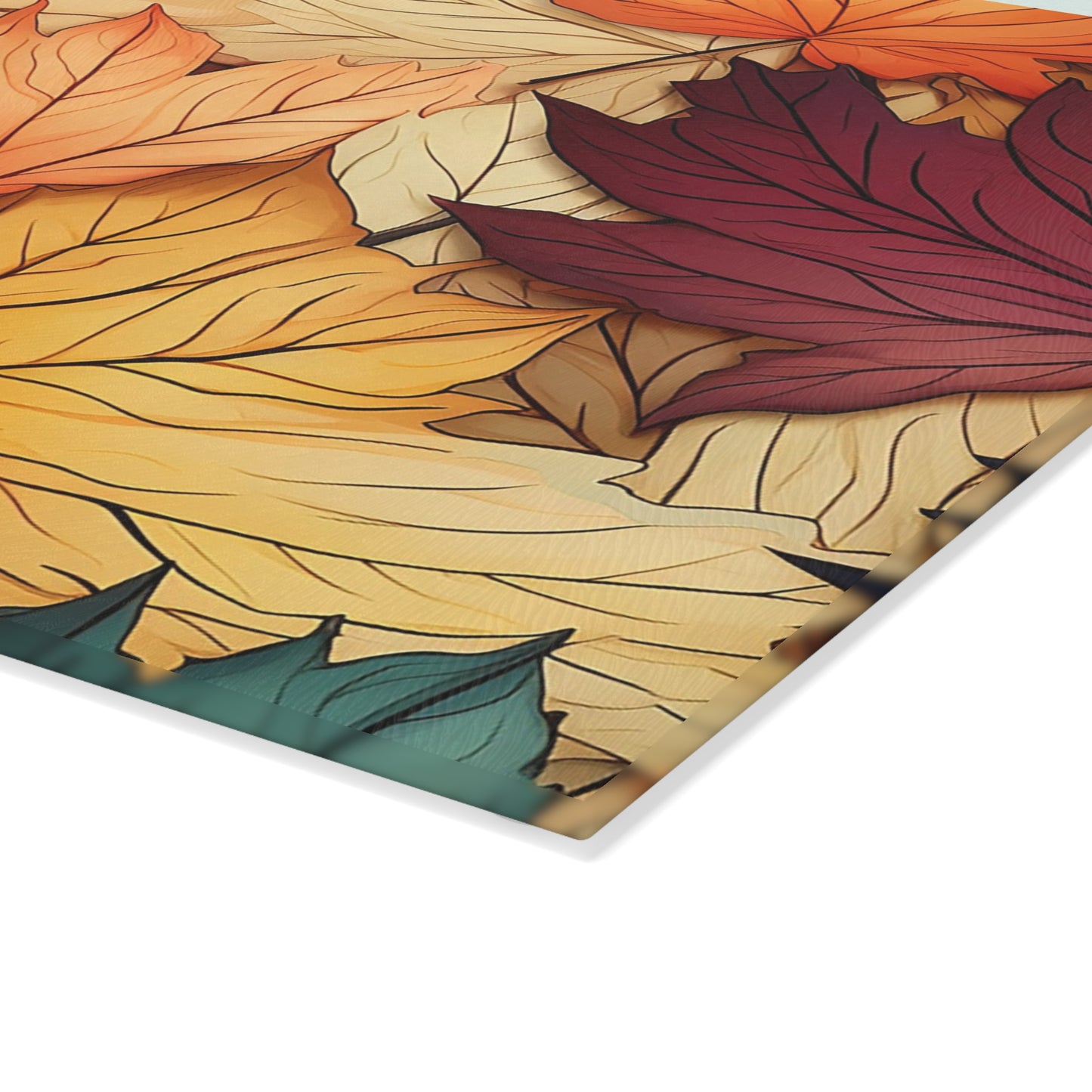 Autumn Floral Glass Cutting Board