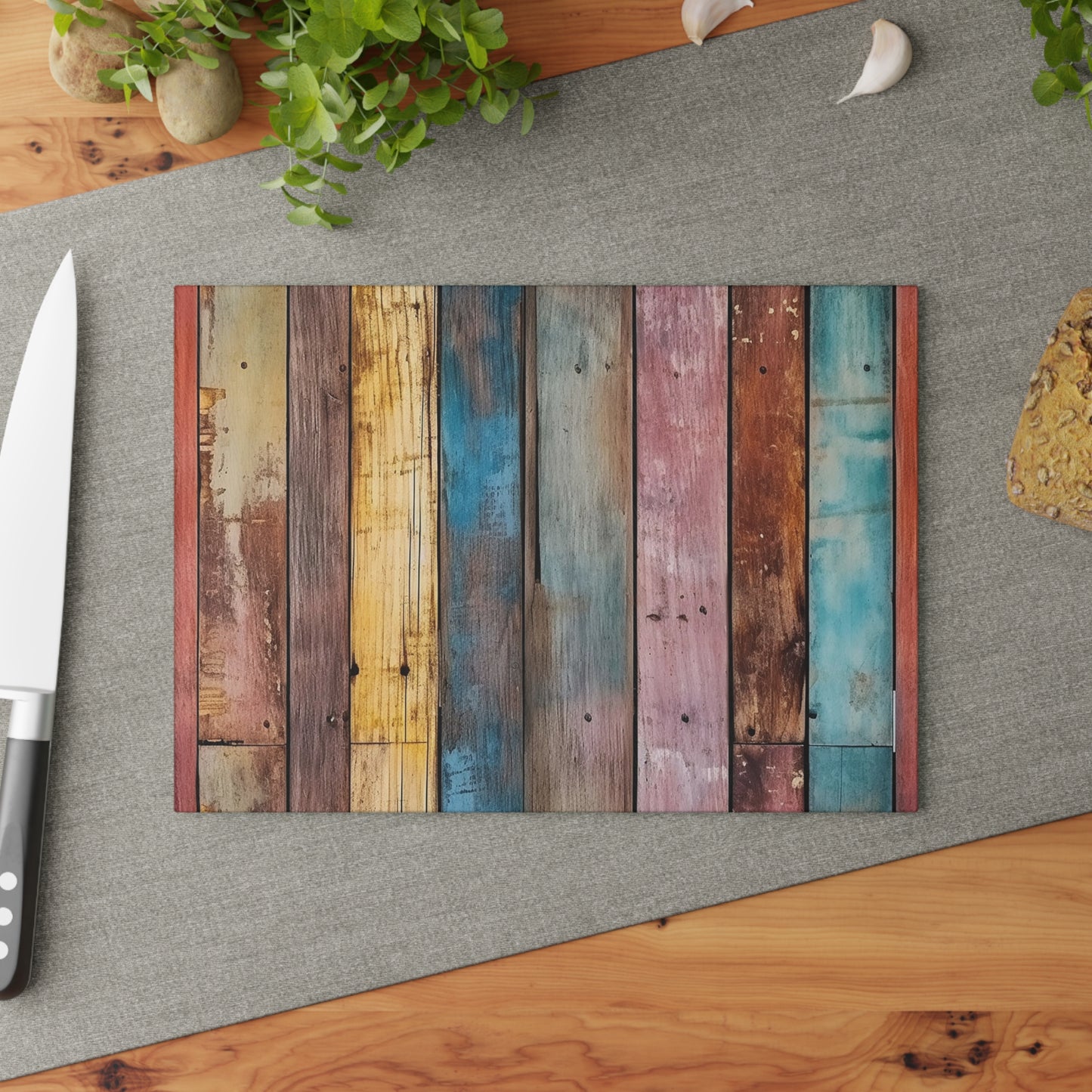 Wooden Print Glass Cutting Board