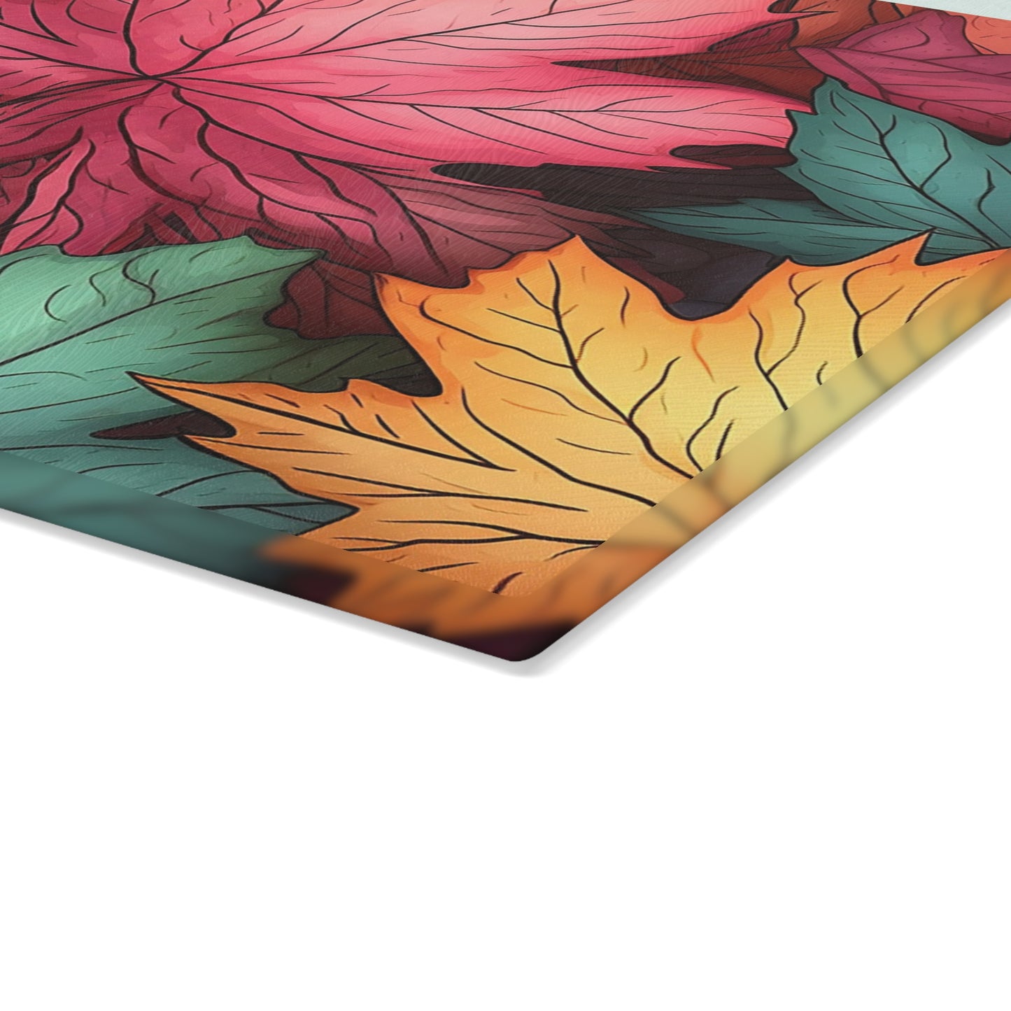 Autumn Floral Glass Cutting Board