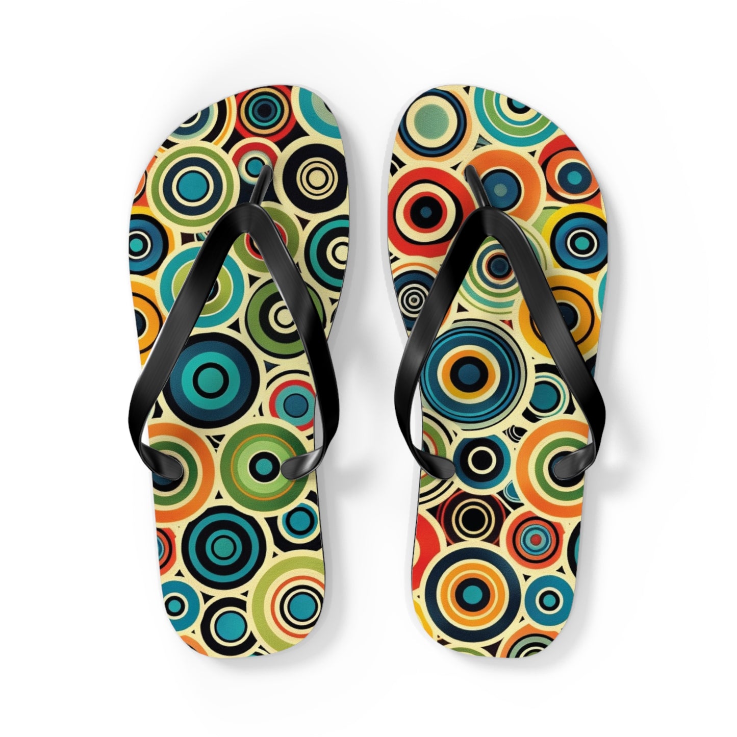 Abstract Decorative Circles Pattern Flip-Flops