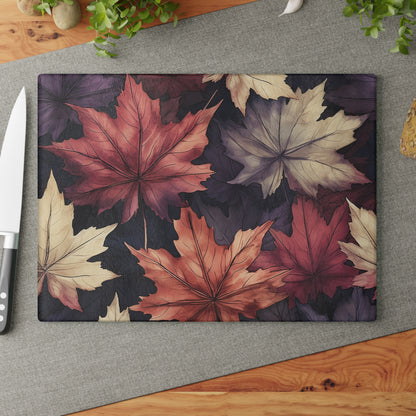 Autumn Floral Glass Cutting Board