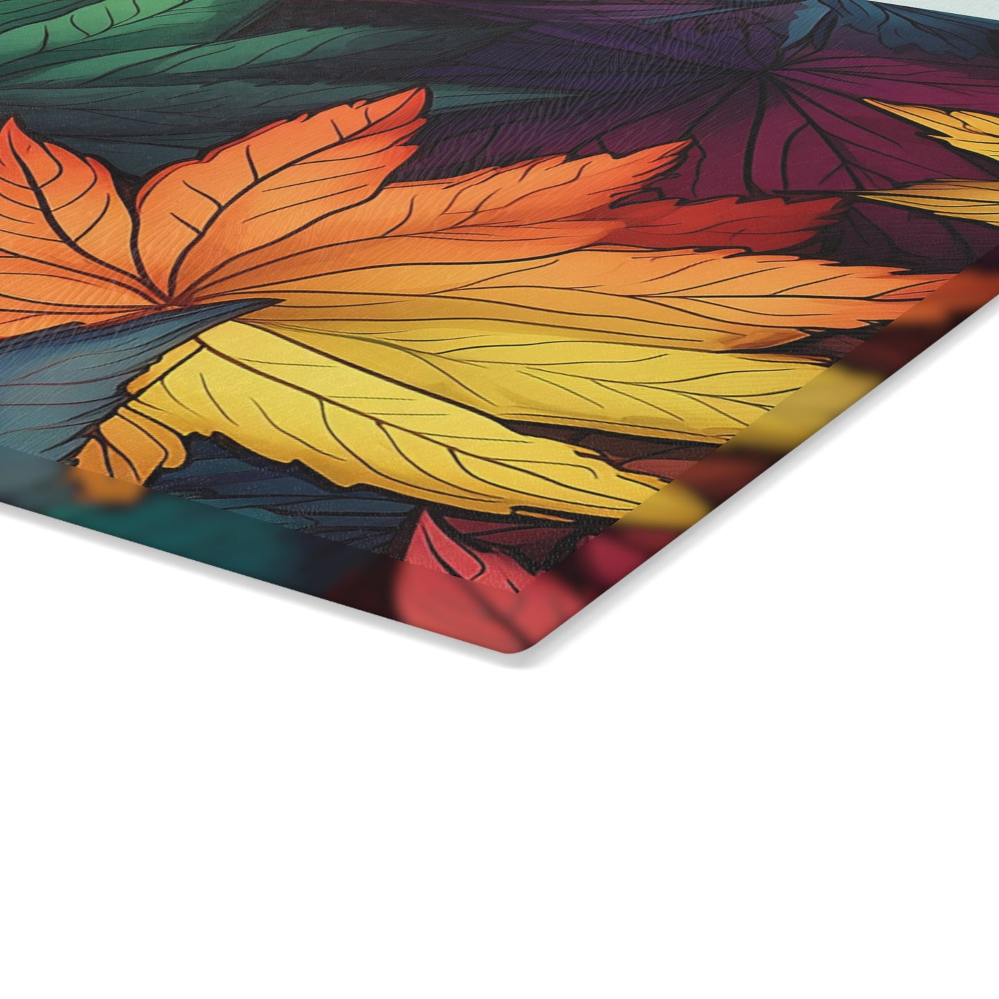 Autumn Floral Glass Cutting Board