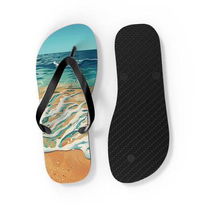 Sand Shore Ocean Waves Flip-Flops