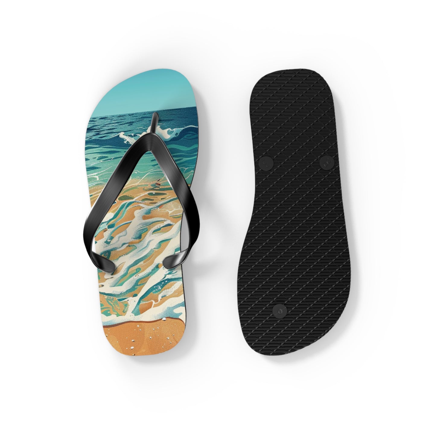 Sand Shore Ocean Waves Flip-Flops