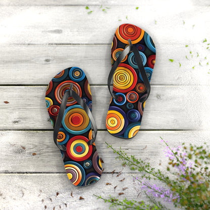 Abstract Decorative Circles Pattern Flip-Flops