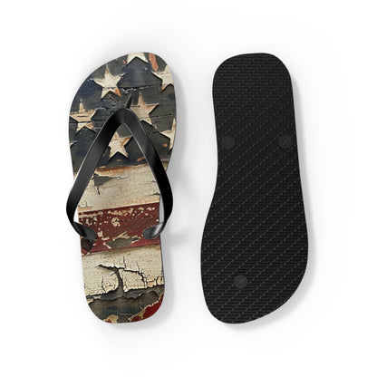 Distressed American Flag Flip-Flops