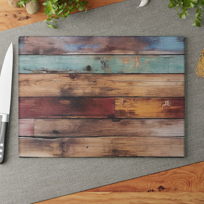 Wooden Print Glass Cutting Board