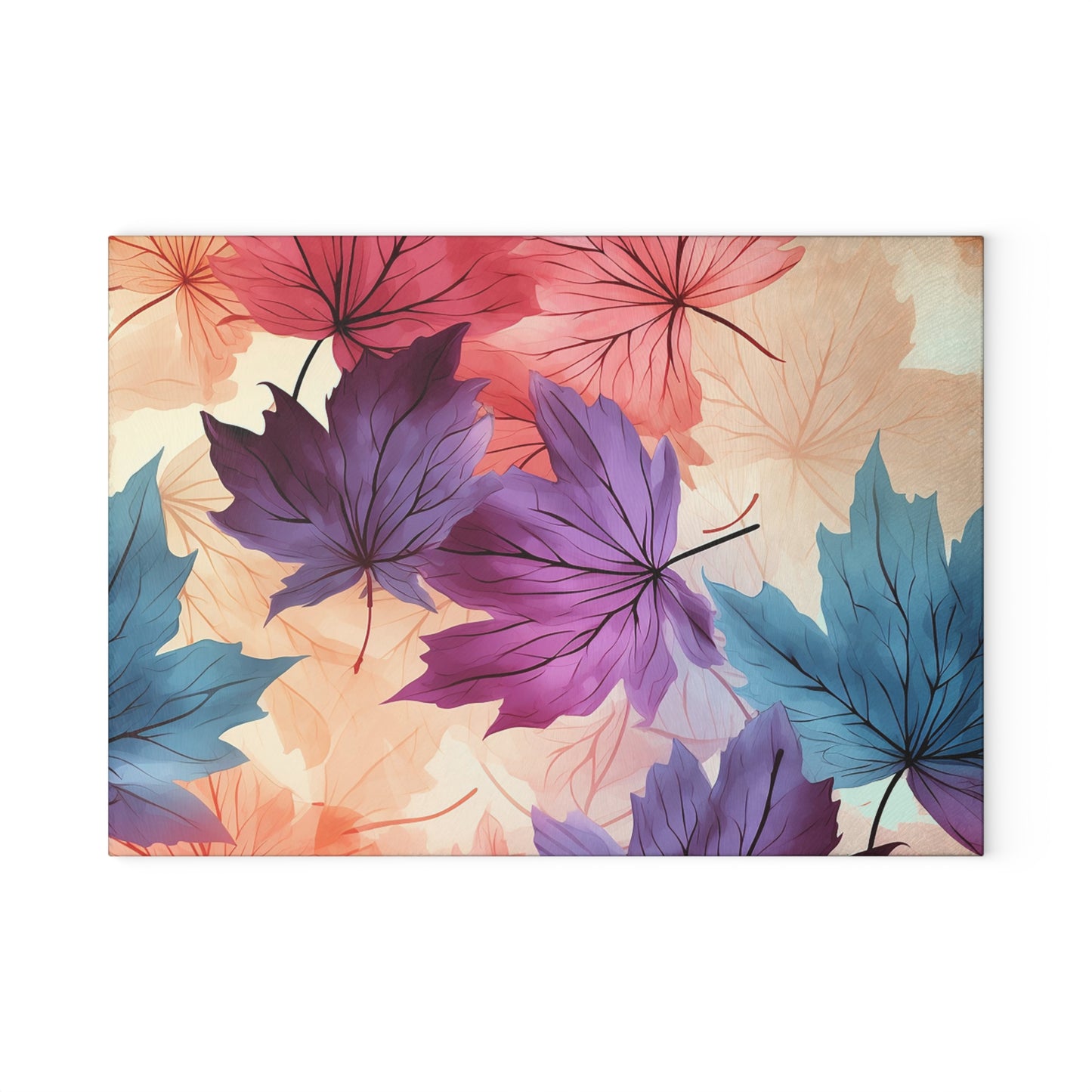 Autumn Floral Glass Cutting Board