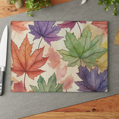 Autumn Floral Glass Cutting Board