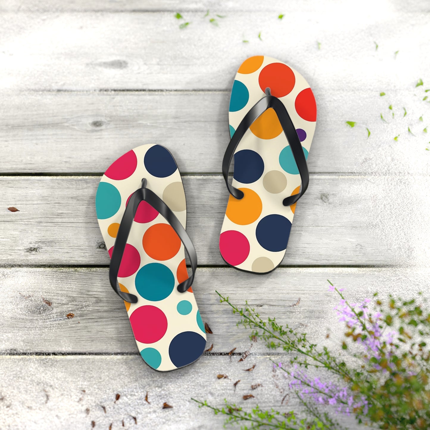 Colorful Polka Dot Pattern Flip-Flops