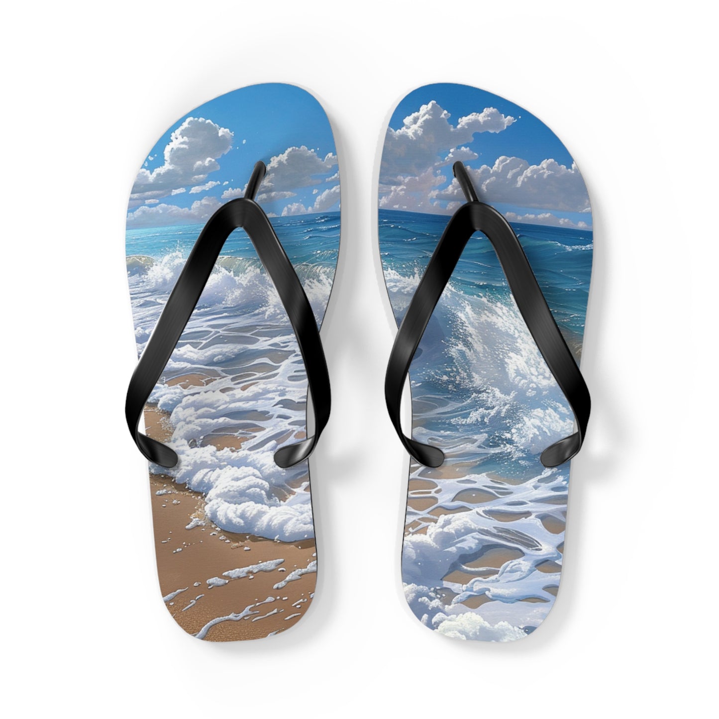 Sand Shore Ocean Waves Flip-Flops