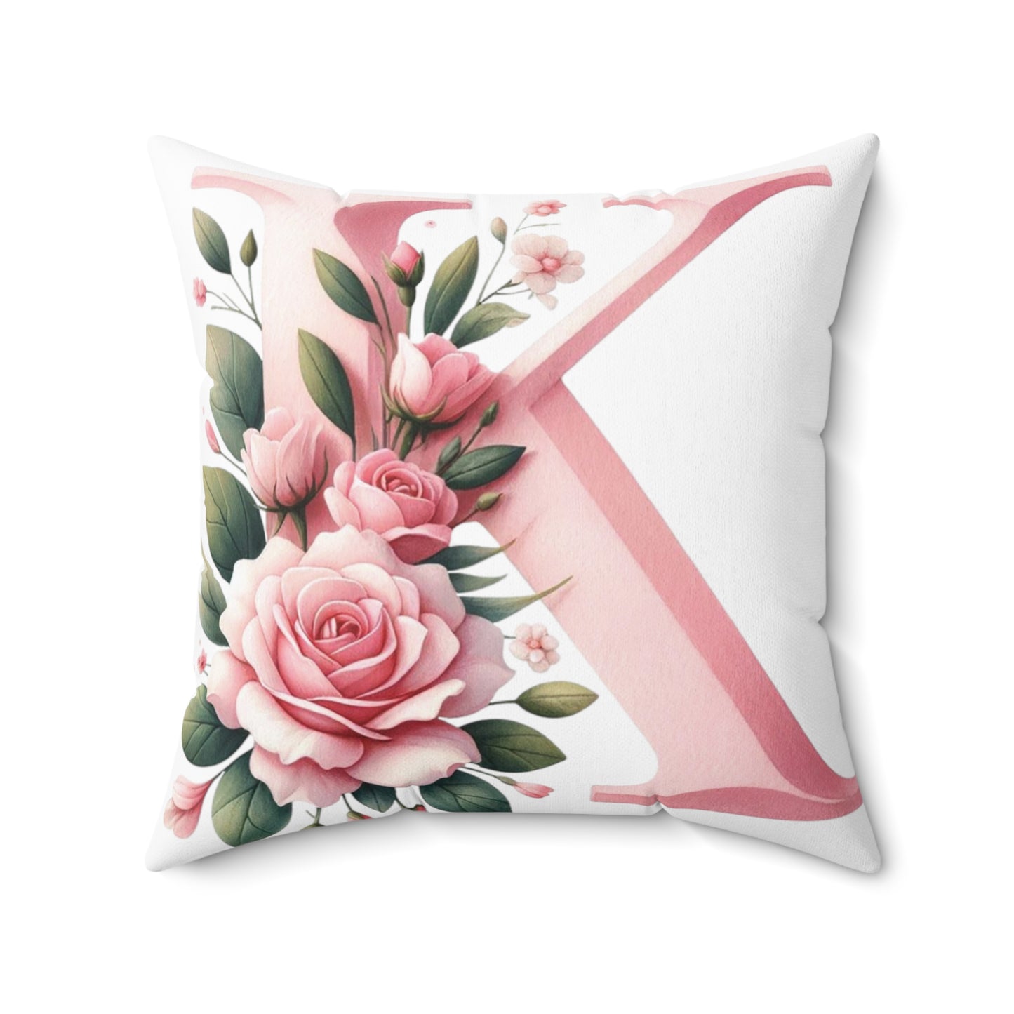 Alphabet Flowers Print Spun Polyester Square Pillow