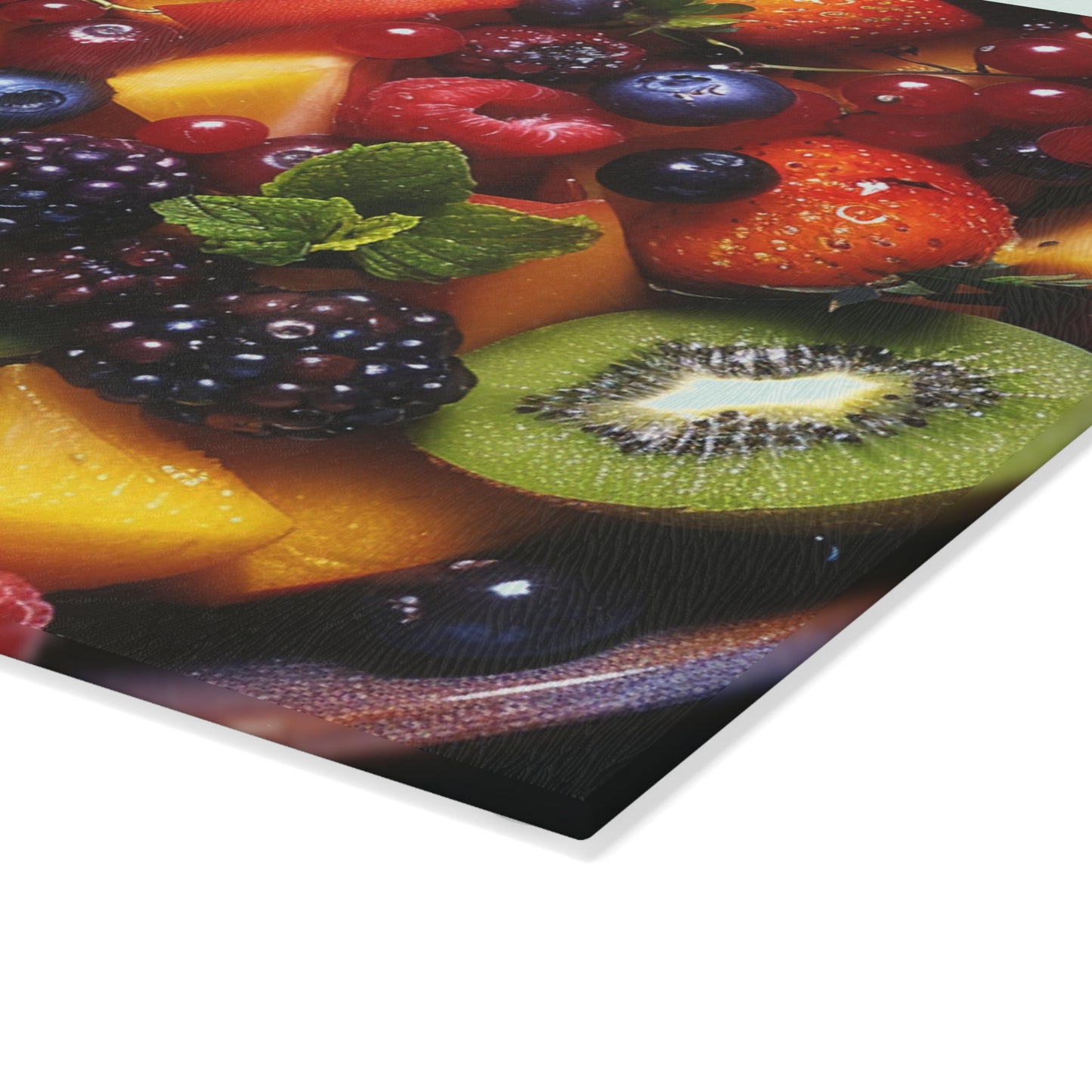 Fruits Print Glass Cutting Board