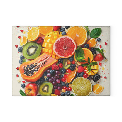 Fruits Print Glass Cutting Board