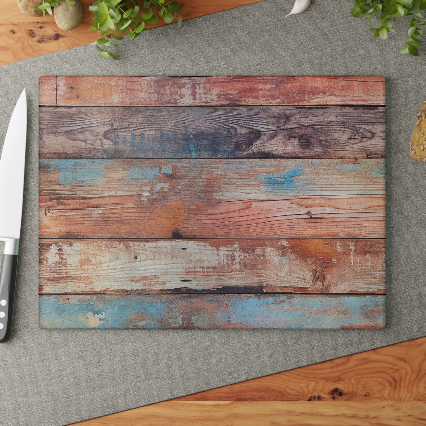 Wooden Print Glass Cutting Board