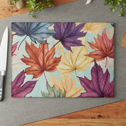 Autumn Floral Glass Cutting Board