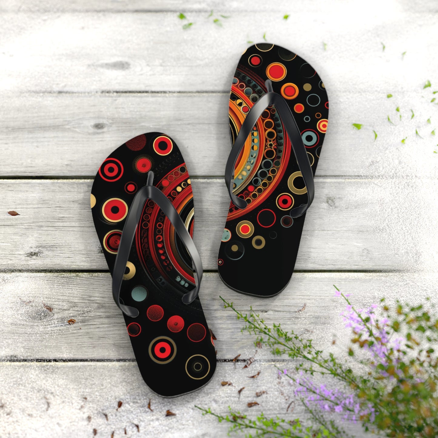 Abstract Decorative Circles  Flip-Flops